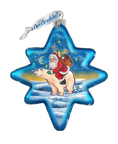 G.DeBrekht Ride to North Pole Santa Glass Ornament