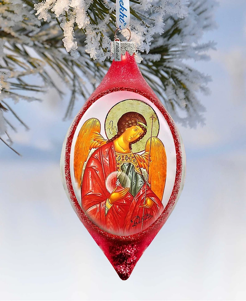 G.DeBrekht Saint Michael Drop Glass Ornament