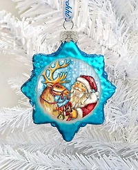 G.DeBrekht Reindeer Santa Glass Ornament