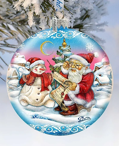 G.DeBrekht Limited Edition Oversized Retro Santa List Ball Glass Ornament