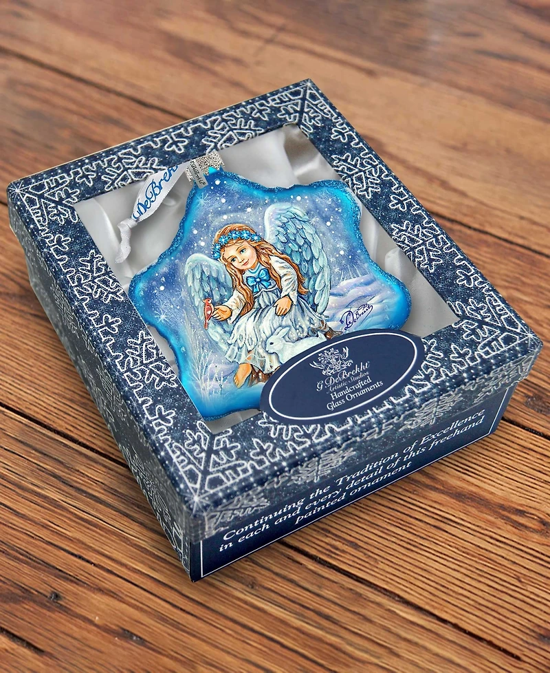 G.DeBrekht Baby Angel with Bunny Holiday Splendor Glass Ornament