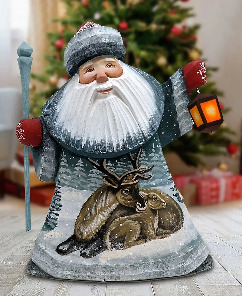 G.DeBrekht Woodcarved and Hand Painted Santa Moose Father Frost Santa Figurine