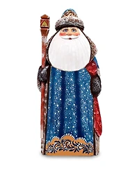 G.DeBrekht Woodcarved and Hand Painted Santa Twinkle-Yuletide Blue Santa Figurine