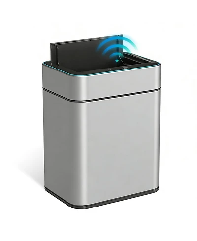 Mega Casa 50L / 13 Gallon Stainless Steel Automatic Trash Can with Silent Close Lid and Stay-Open Feature