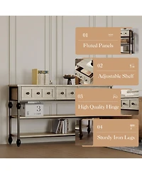 gaomon 53" 3-Tier 3-Drawer Console Sofa Table (Hallway/Living Room