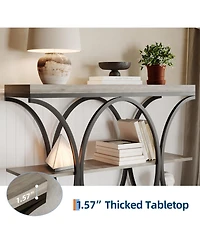 gaomon Narrow Entryway Table Tier Console Sofa Table with Open Storage Shelf, Oval Metal Frame, Home Accent Tables for Living Room