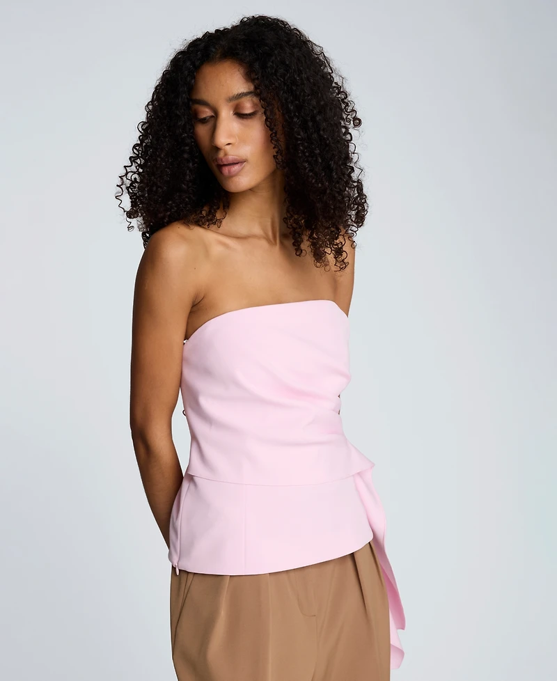 Kenneth Cole Women's Sleeveless Draped Front Bustier Crop Top