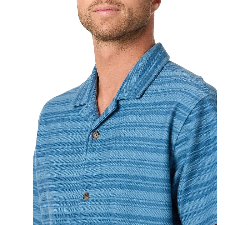 O'Neill Men's Striped Herringbone Camp Collar Shirt