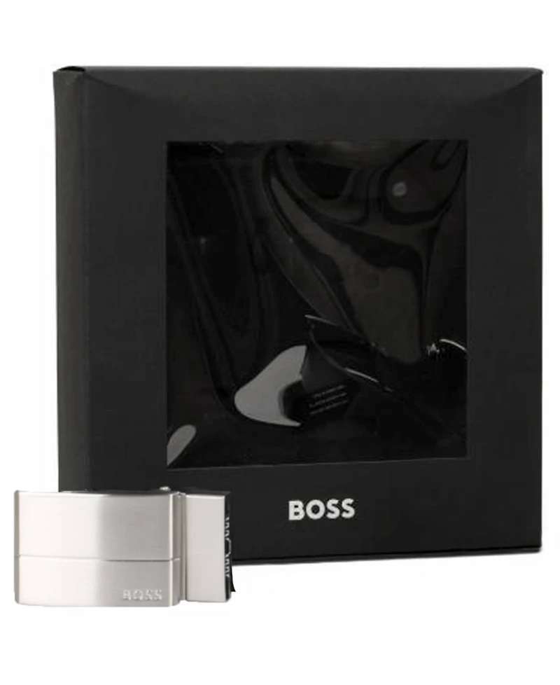 Hugo Boss Men's Silver-Tone Hardware Leather Belt