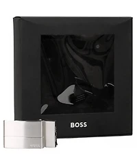 Hugo Boss Men's Silver-Tone Hardware Leather Belt