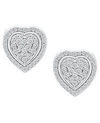 Diamond Heart Cluster Stud Earrings (1/2 ct. t.w.) in Sterling Silver