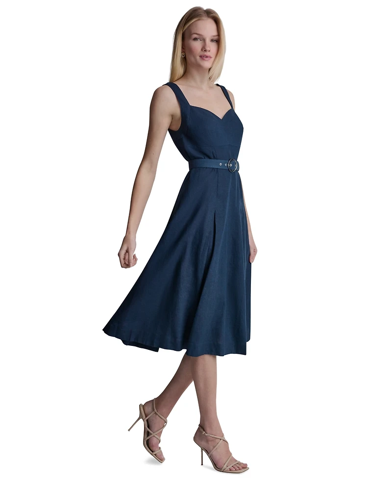 Dkny Women's Seated Bodice Sweetheart Neck Midi Dress