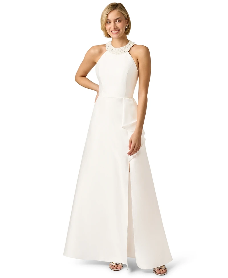 Adrianna Papell Women's Embellished Halter Ball Gown