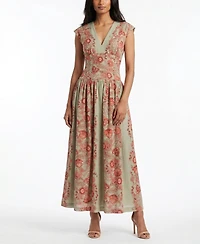 Taylor Women's V-Neck Floral Print A-Line Dress