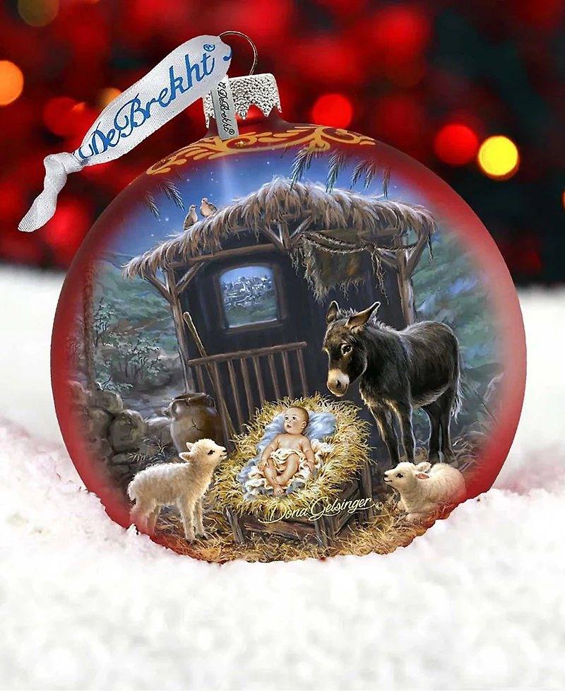 G.DeBrekht Born in A Stable Glass Ornament by Dona Gelsinger