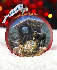 G.DeBrekht Born in A Stable Glass Ornament by Dona Gelsinger