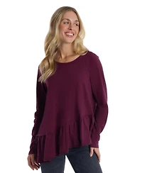 Wilt Clothing Women's Raglan Long Sleeve Asymmetric Peplum
