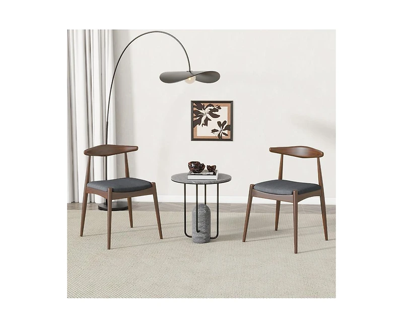 sumyeg Rubberwood Dining Chairs with Ergonomic Backrest and Cushioned Seat Set of 2