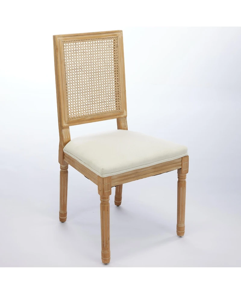 sumyeg French Decor Louis Style Dining Chairs with Square Rattan Back and Solid Wood Frame Set of 2