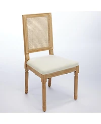 sumyeg French Decor Louis Style Dining Chairs with Square Rattan Back and Solid Wood Frame Set of 2