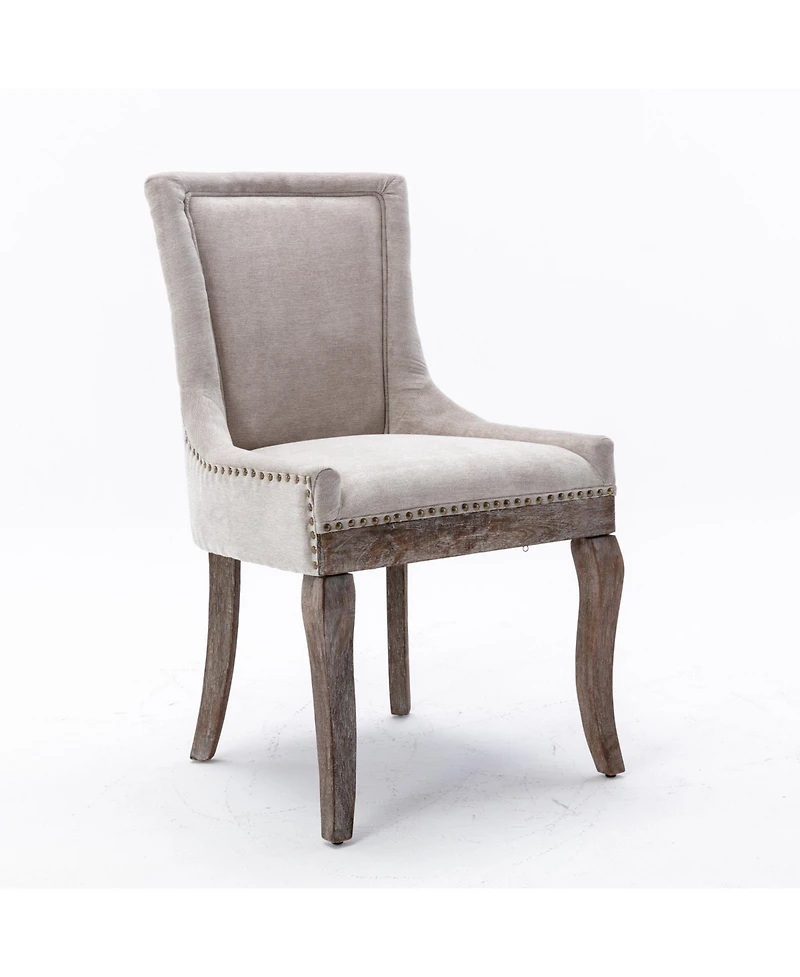 sumyeg Ultra Side Dining Chair with Upholstered Fabric Seat Solid Wood Legs and Nailhead Trim Set of 2