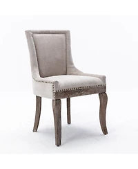 sumyeg Ultra Side Dining Chair with Upholstered Fabric Seat Solid Wood Legs and Nailhead Trim Set of 2