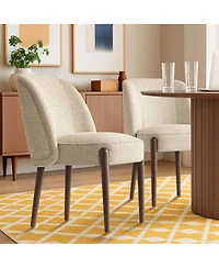 Maison Boucle Upholstered Dining Chairs Set of 2, Solid Wood Legs, Room