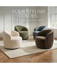 Maison Boucle Modern Swivel Barrel Accent Chair, Upholstered Lounge 1 Piece