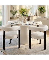 Maison Boucle Modern Upholstered Dining Chairs Set of 2, Metal Legs, Armchair