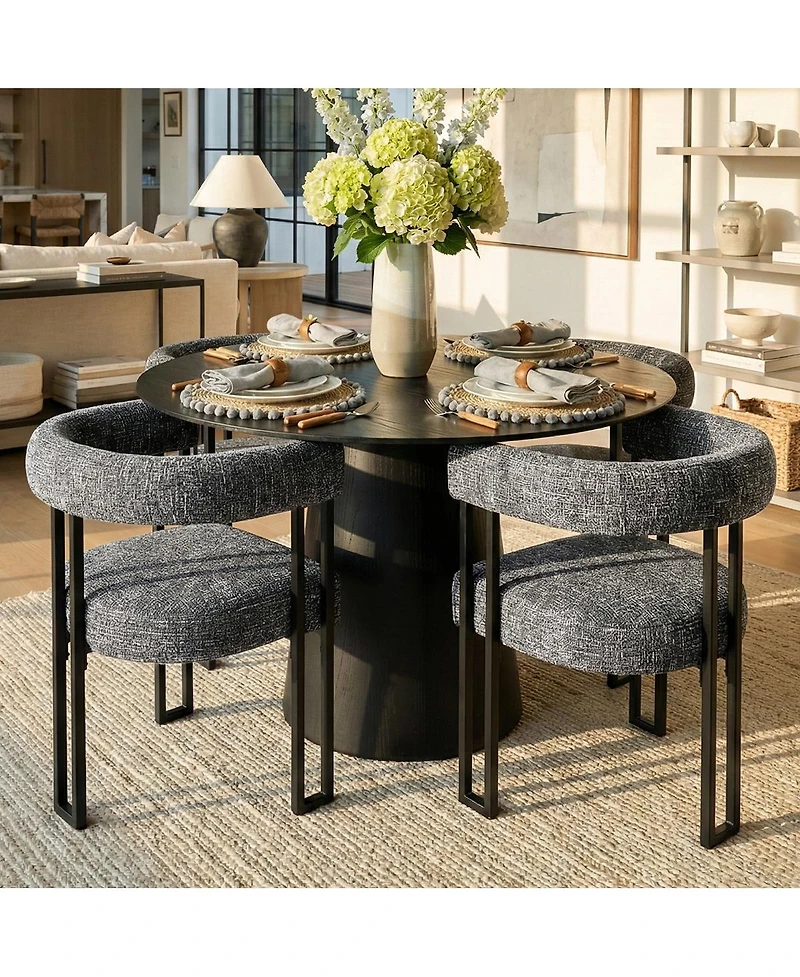 Maison Boucle Modern Upholstered Dining Chairs Set of 2, Metal Legs, Armchair