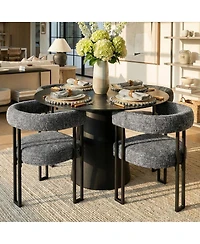 Maison Boucle Modern Upholstered Dining Chairs Set of 2, Metal Legs, Armchair