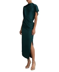 Reiss Women's Satin Asymmetric Draped Midi Dress