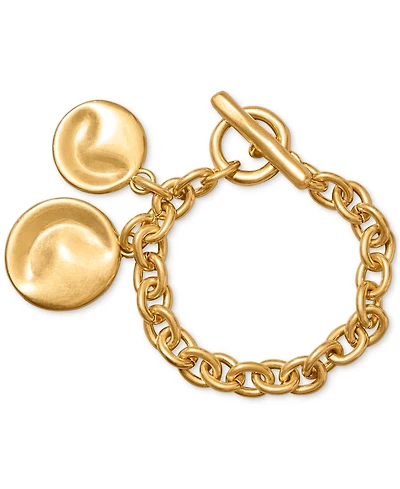 Donna Karan Worn 24k Gold Plated Wave Coin Flex Bracelet