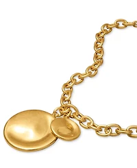 Donna Karan Worn 24k Gold Plated Wave Coin Pendant Necklace