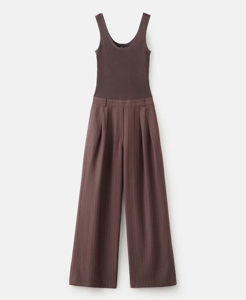 Mango Women's Pinstripe Combination Jumpsuit