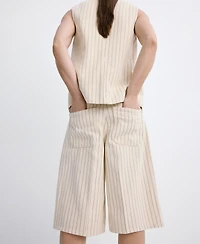 Mango Women's Mid-Rise Striped Bermuda Shorts