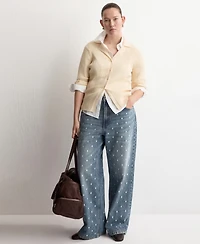 Mango Women's Polka-Dot Straight Jeans