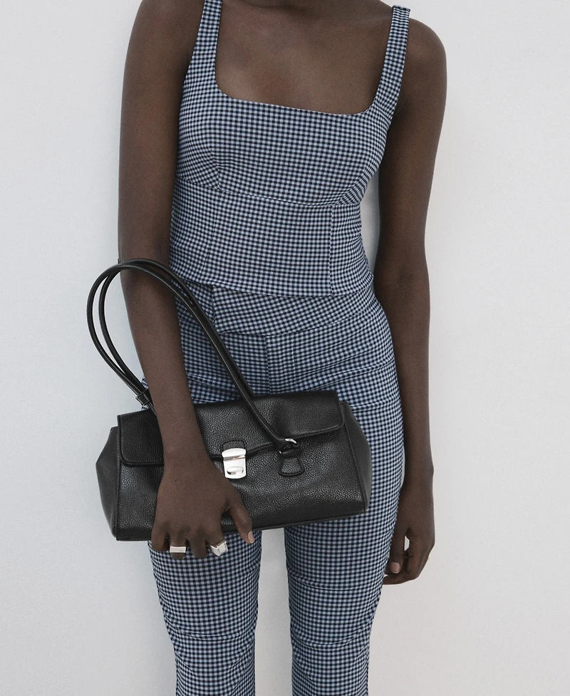Mango Women's Gingham-Check Cropped Pants