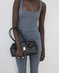 Mango Women's Gingham-Check Cropped Pants