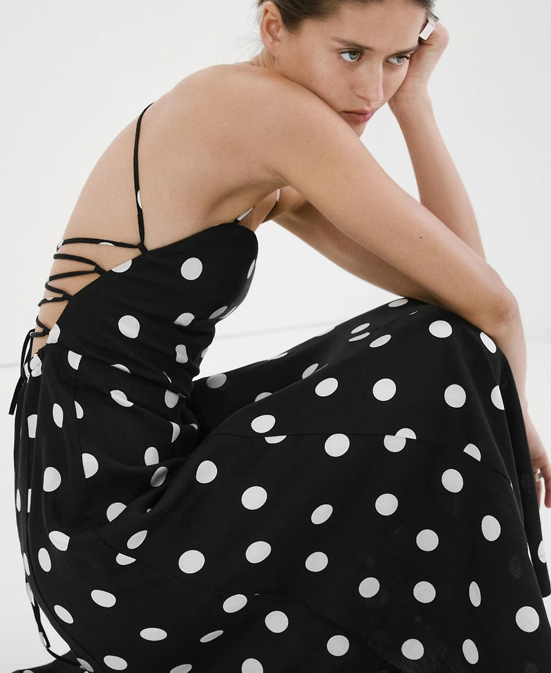 Mango Women's Lyocell Polka Dot Dress