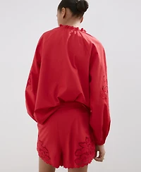 Mango Women's Lace Accents Embroidered Blouse