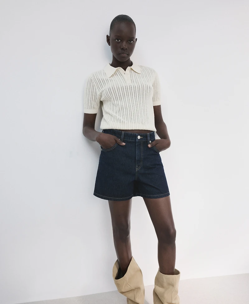 Mango Women's Straight Mid-Rise Denim Shorts