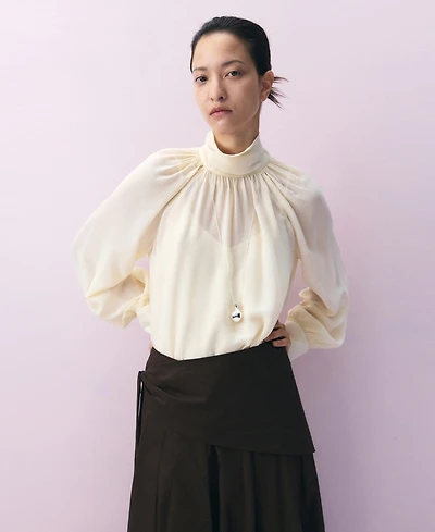 Mango Women's Semi-Sheer High-Neck Blouse