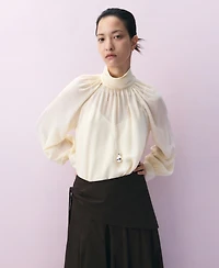 Mango Women's Semi-Sheer High-Neck Blouse
