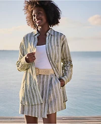 Lands' End Women's Linen Oversized Button Front Shirt