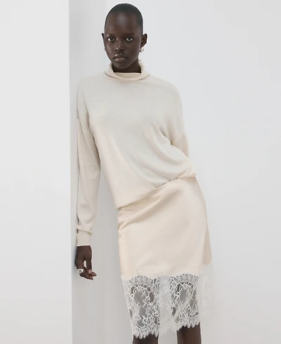 Mango Women's Lingerie-Style Lace Skirt