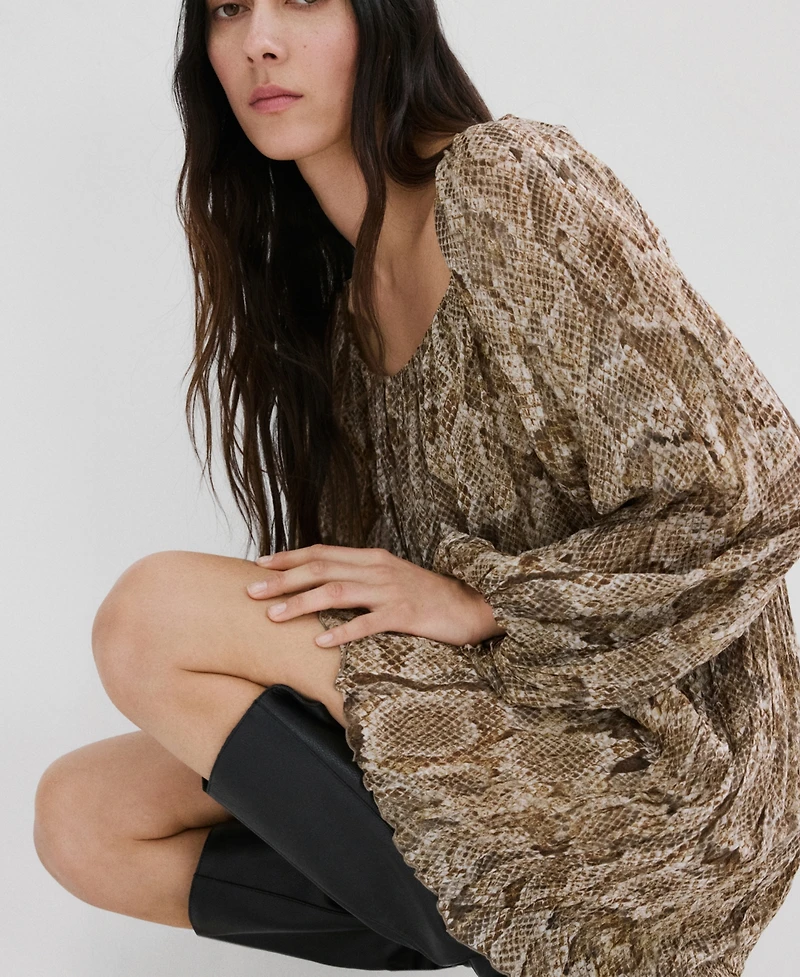 Mango Women's Flowy Animal Print Dress