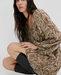 Mango Women's Flowy Animal Print Dress