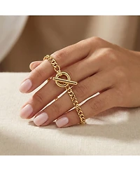 Rachel Glauber 14K Gold Plated with Clear Cubic Zirconia Ligth Weight Chain Bracelet