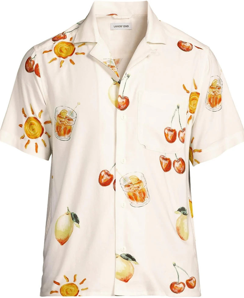 Lands' End Men's Short Sleeve Camp Collar Hawaiian Shirt